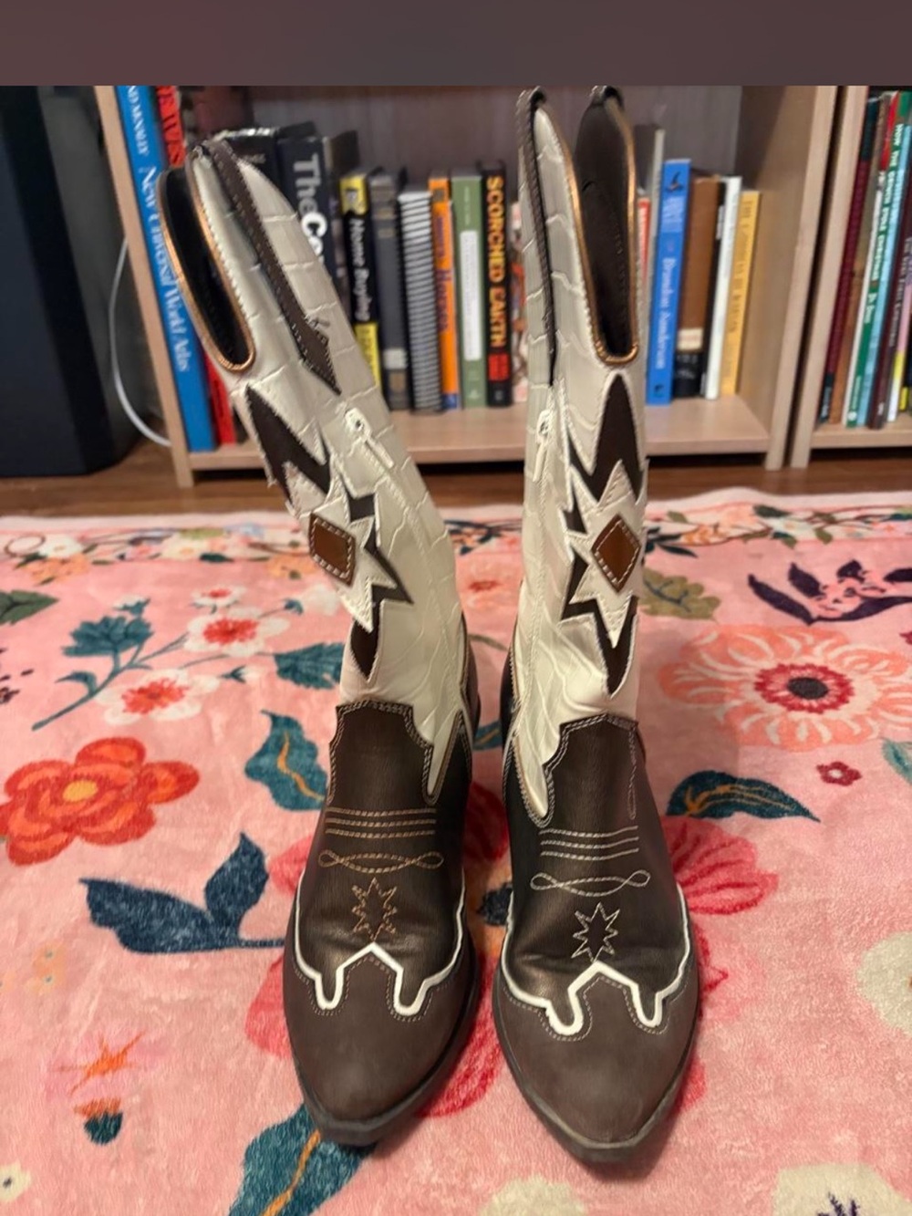 No Boundaries Brown and Cream Women's Western Heeled Boots
